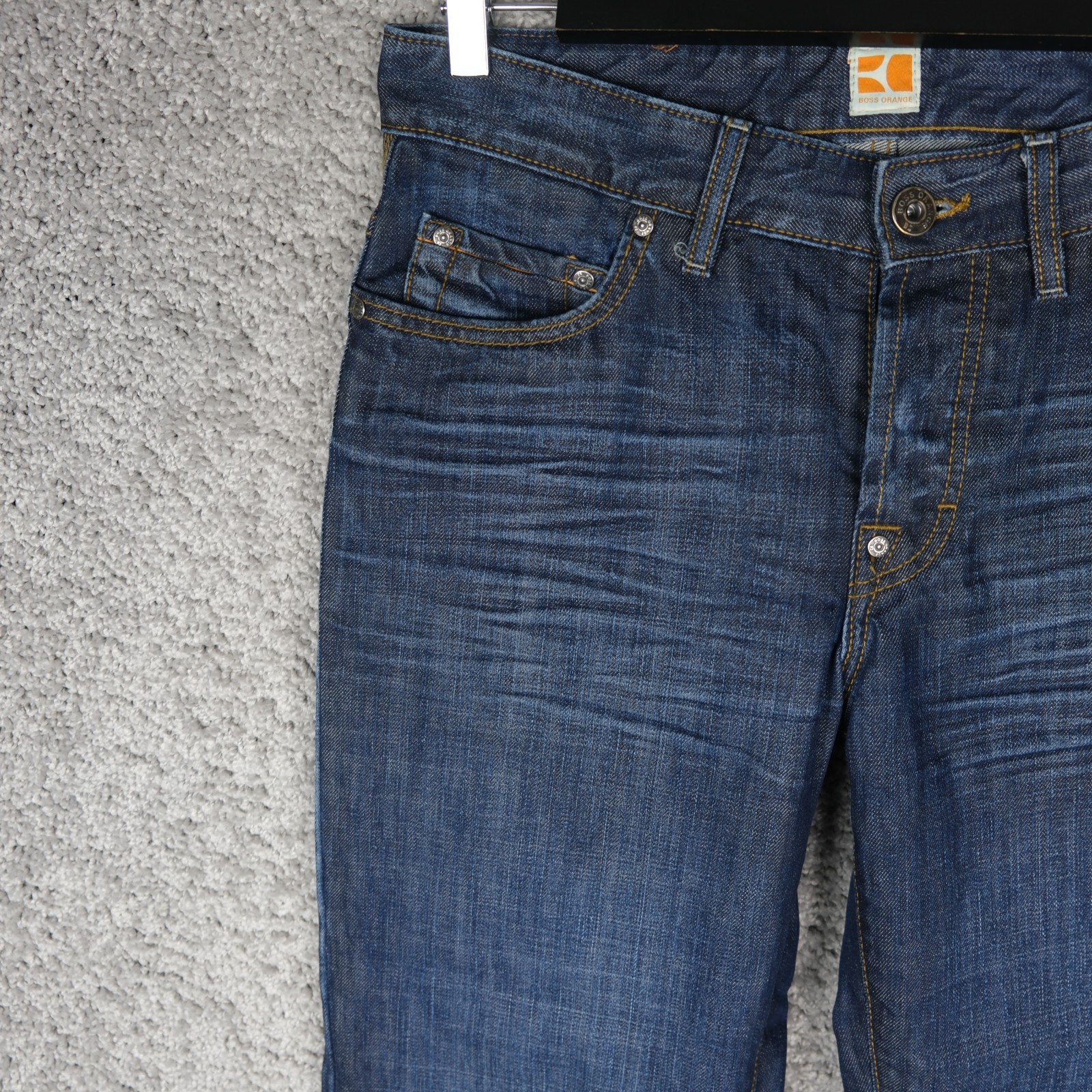HUGO BOSS ORANGE 31 MEN'S JEANS REGULAR FIT W32 L34 BUTTON BLUE DENIM STRAIGHT thumbnail 5