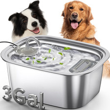 3 Gal Stainless Steel Dog Water Fountain for Large Dog, Pet Fountain Water Bowl