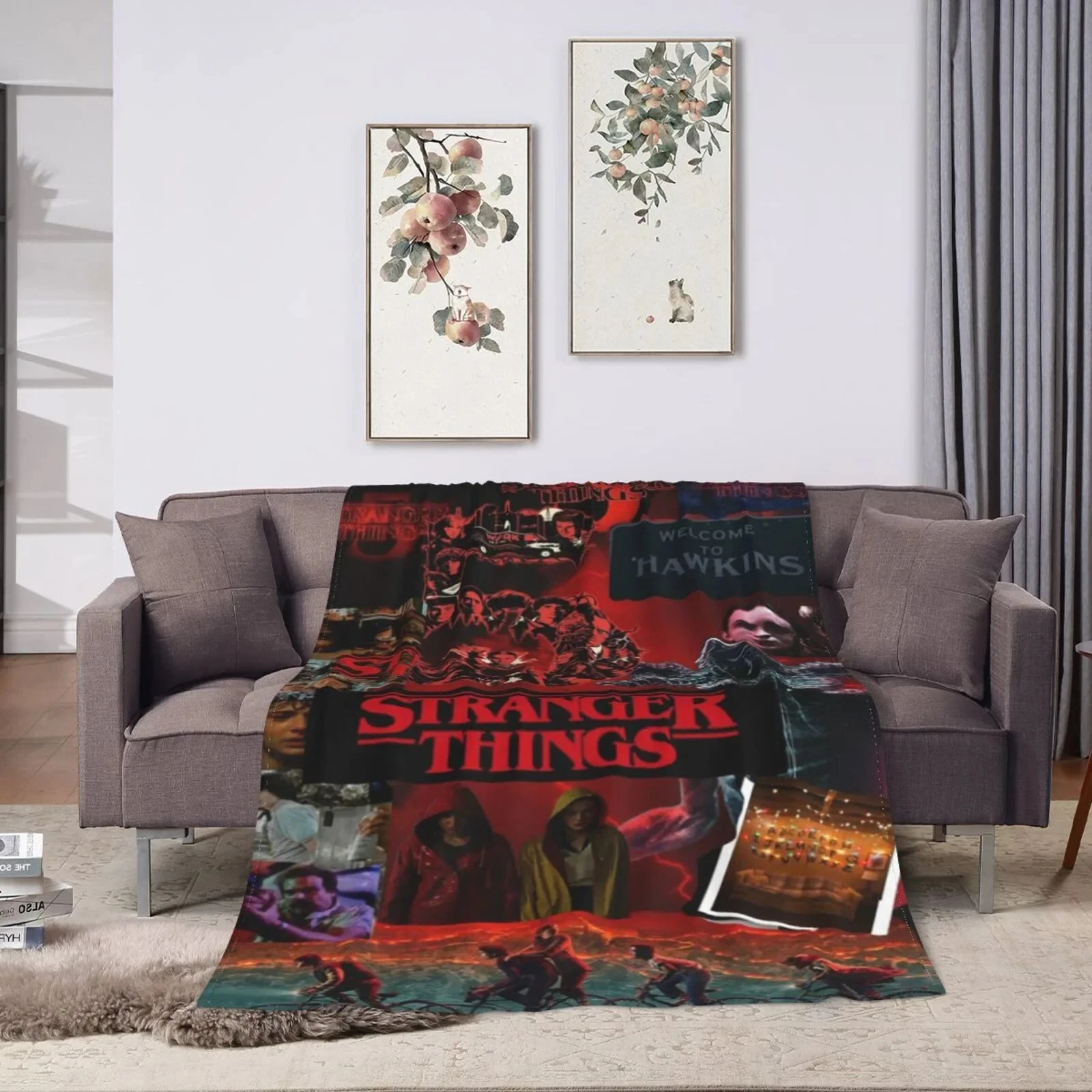 Stranger Things 5 Themed Blanket - Vibrant Pattern and Comfortable Throw Blanket