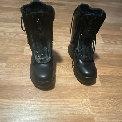 Haix Black Industrial Work Boots with Zipper and Reflective Patches