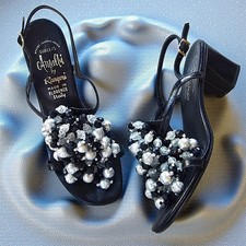 Vintage Amalfi by Rangoni Soiree/L Beaded Sandals Made in Florence, Italy...