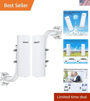 Wireless Bridge Outdoor with 2 Bracket: Point to Point 5.8G Long Range WiFi C...