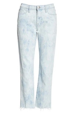 NWT Frame Le High Straight in Cloud Tie Dye Raw Hem Stretch Crop Jeans 24