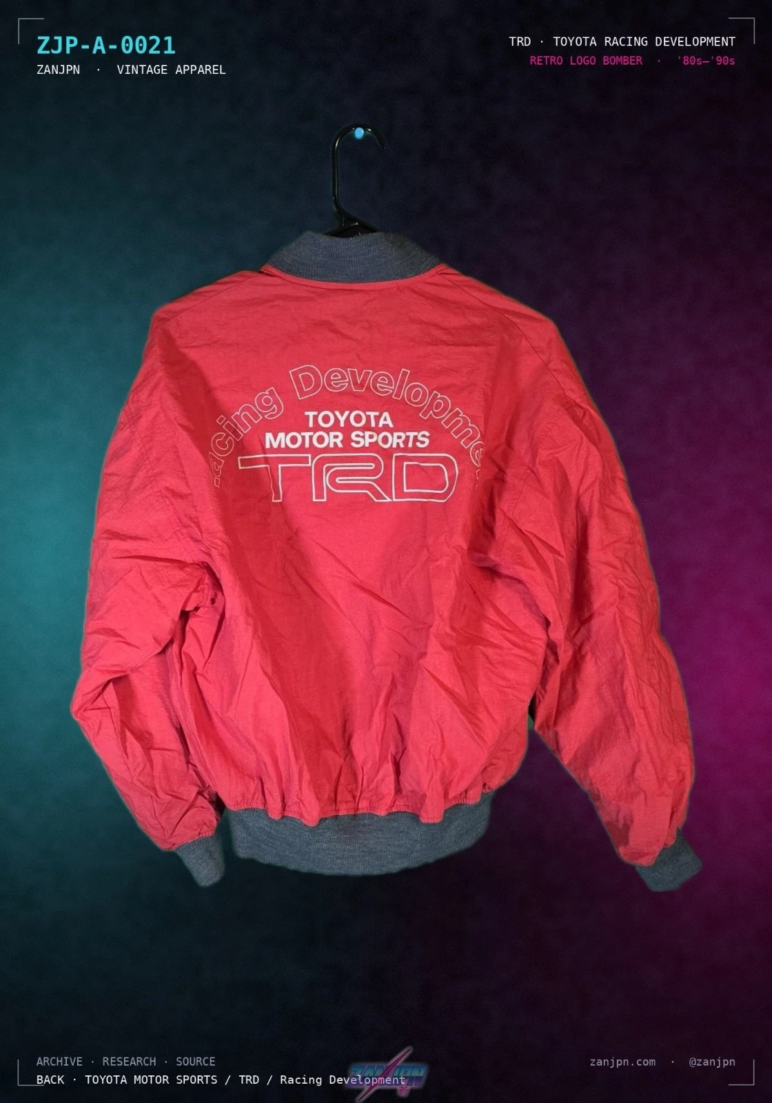Vintage TRD Toyota Racing Development Red Nylon Bomber Jacket Men's XS JDM - product detail image 2