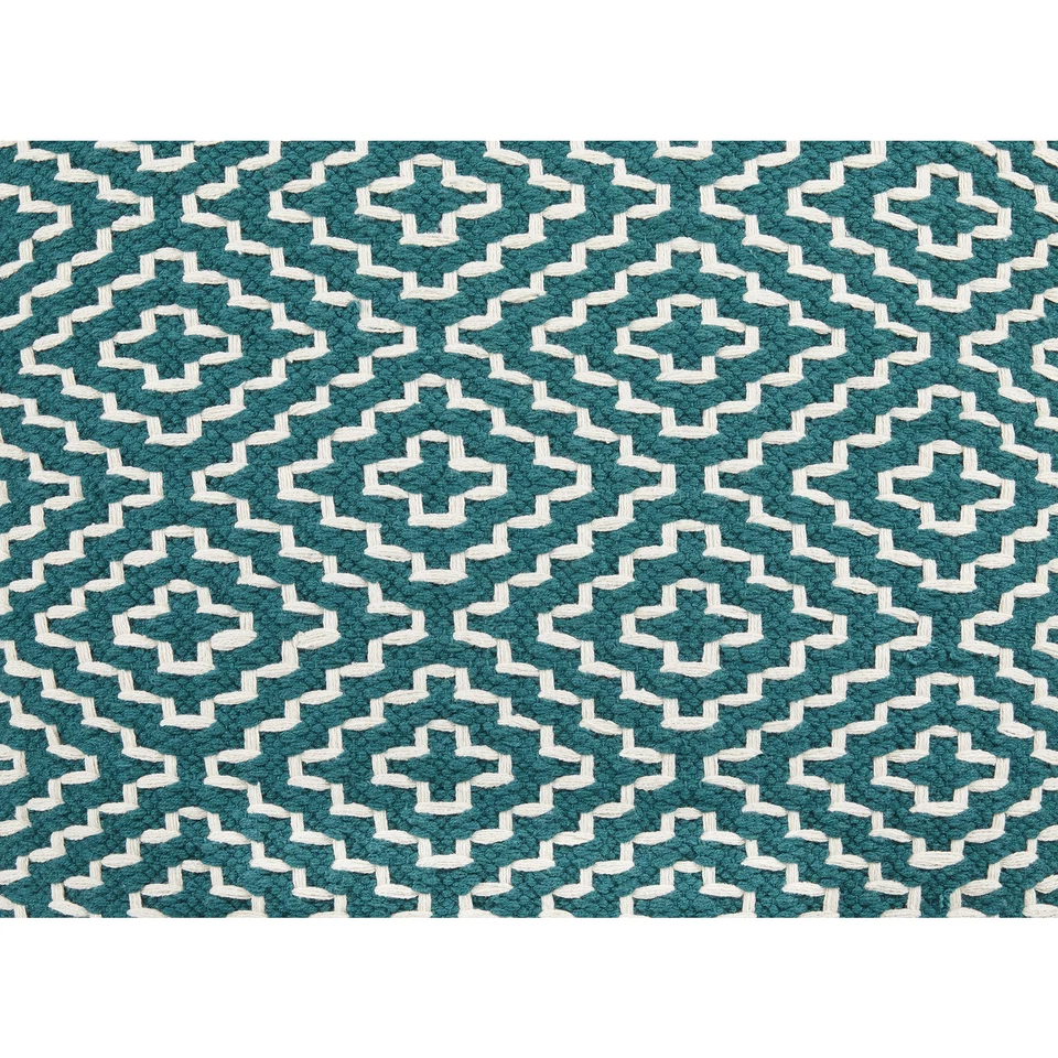 签名设计 Ashley Brynnsen Geometric Pouf, Teal & White — 第 4/4 张图片