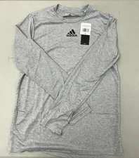 Adidas Gray Pregame Long Sleeve Shirt HS9212 Retail $35