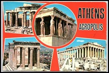 Vintage Athens Acropolis Greece Multi-View Postcard Parthenon Erechtheion K007