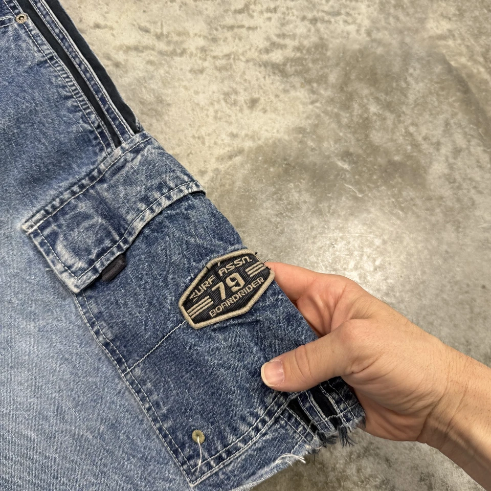 Pantalones Cortos No Boundaries Para Hombre 38 Denim Carga Y2k Sueltos Rayas Laterales Surf Skater Años 90 Foto 2 de 4