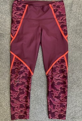 Under Armour Damen Leggings Größe Large 14 Burgunderrot Kompression Heatgear Crop