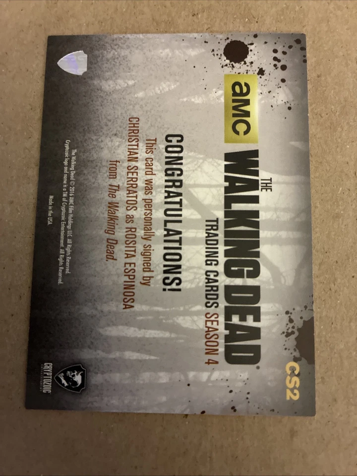 2016 CHRISTIAN SERRATOS Cryptozoic The Walking Dead Season 4 Autograph Rosita  j - Image 2 of 2