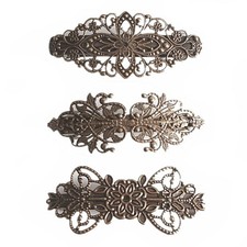 3PCS Vintage Hair Barrettes Alloy Copper Hair Clips Retro French Flower Hair ...