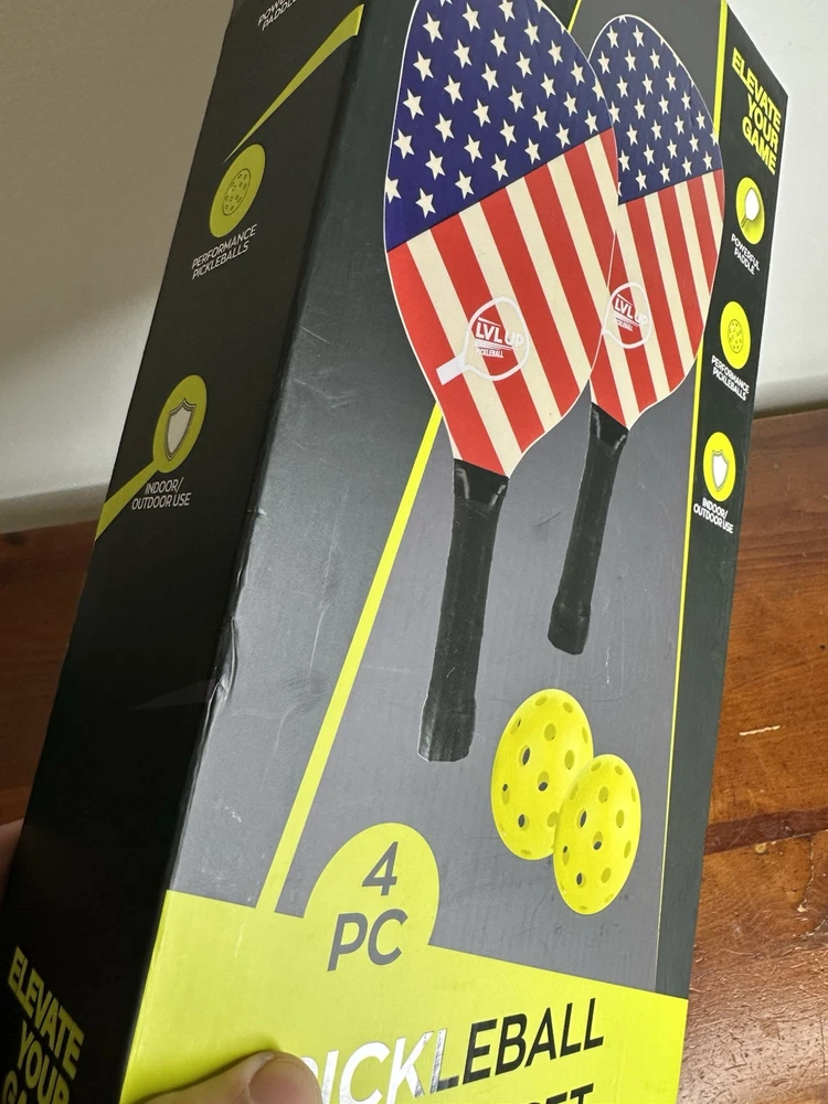 Pickleball Paddle Set 4Pc LVL UP USA Flag