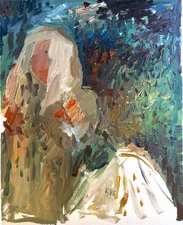 Expressionist Oil Painting Landscape Figure Painting Canvas 16x20 Original