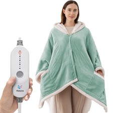 Wearable Heated Throw Blanket, Heated Shawl Electric Wrap Poncho with Hood  ...