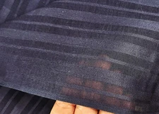 VINTAGE COTTON BATISTE Fabric Navy Blue Stripes Sewing Semi Sheer 100"x44" 1970s