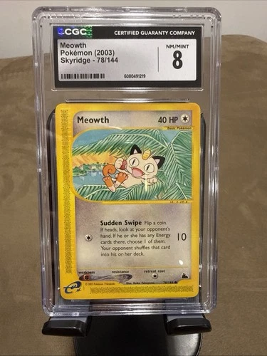 2003 Pokémon Skyridge Meowth 78/144 Non Holo WOTC e-Reader Vintage CGC 8