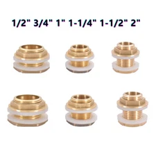 Water Butt Connector Tank Outlet Fitting Brass Bulkhead Adaptor Gasket 1/2" - 2"