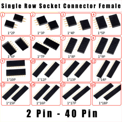 2.54mm PCB Female Header 2 - 40 Pin Single Row Socket Connector Strip Straight