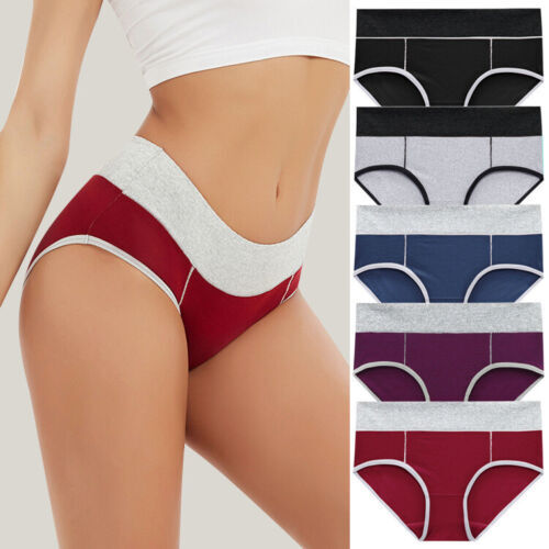 5 Pack Ladies High Waist Knickers Women's Cotton Full Briefs Underwear Panties - Picture 22 of 32