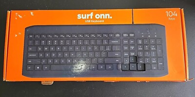 Wired USB Keyboard Surf Onn, 104 keys Open Box Black For Computer