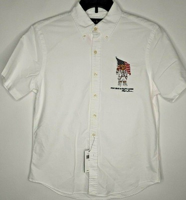 Polo Ralph Lauren Mens XS White Polar Bear Flag Oxford Short Sleeve Shirt 749862222358 | eBay