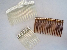 LOT of 3 Assortment Set of HAIR COMBS Faux Pearl  Rhinestones HAIR COMBS