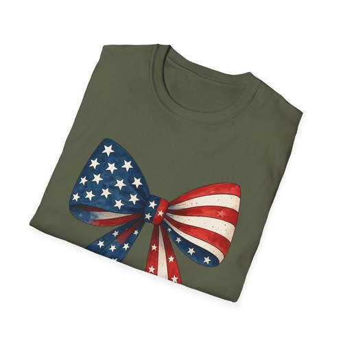 Coquette Patriotic Bow T-Shirt | Retro USA Flag Tee for 4th of July, BBQs - Picture 26 of 58
