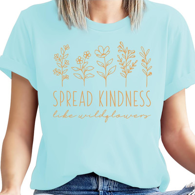 Teacher Shirts for Women Spread Kindness like Wildflower T-Shirt Casual Plant Lo