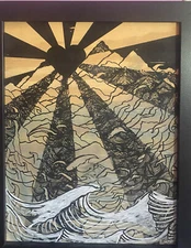 ORIGINAL Silk Screen On Wood  Signed F.E.C. 90/ 300 Framed, Handpainted