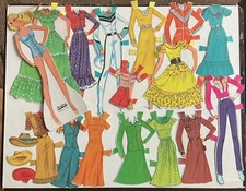 1982 Barbie Paper Doll Western Clothing Is Complete (Blue Stand Not Included)