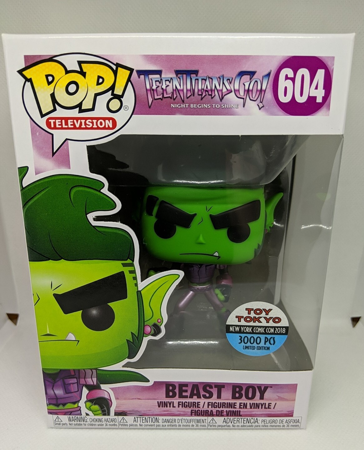 Funko Pop! Dc Teen Titans Go! 604 Beast Boy Nycc 3000 Juguete Exclusivo Tokio 2018