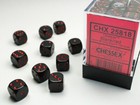 Chessex Opaque Black with Red 36 Dice Set - 6 Sided - 12mm d6 Dice Block