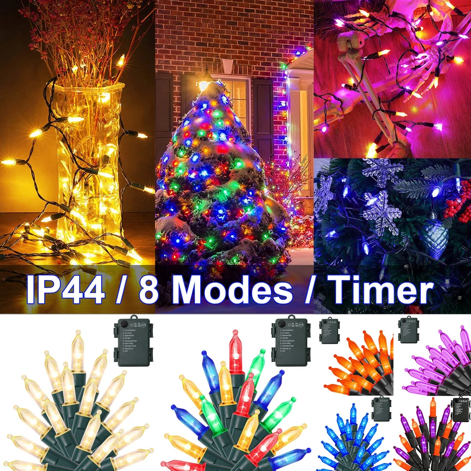 50/100LED Battery Mini String Light 8 Modes with Timer Outdoor Lights Waterproof - Image 2 of 4