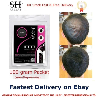 100g SEVICH HAIR BUILDING THICKENING FIBRES FIBERS KERATINE REFILL BAG UK