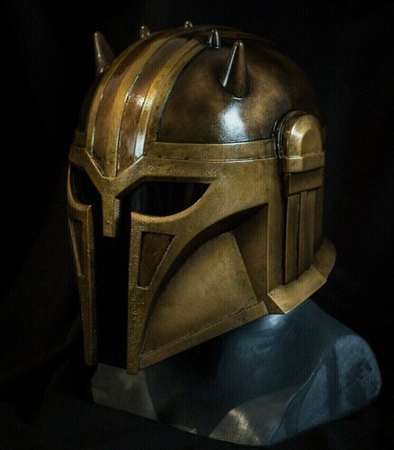 Star Wars Mandalorianer Helm Larp Cosplay Stahl Metall Mit Innen Lederband - Bild 5 von 6