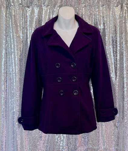 Body Central Women’s Size Medium Purple Pea Coat Modern, Contemporary, Academia