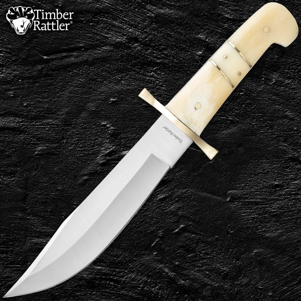 Timber Rattler 2-Piece Bowie Knife Set | Camel Bone Handles | 12" and 8" Overall - Image 4 of 4