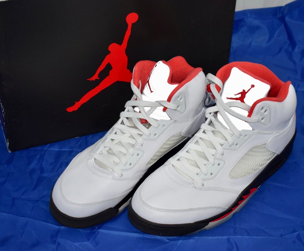 Nike Air Jordan 5 Retro Mid Fire Red White Metallic Size 13 DA1911-102 ~CCF2#22