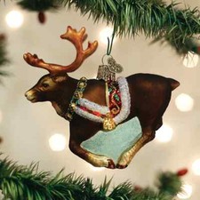 OLD WORLD CHRISTMAS REINDEER ANIMAL GLASS CHRISTMAS ORNAMENT 12573