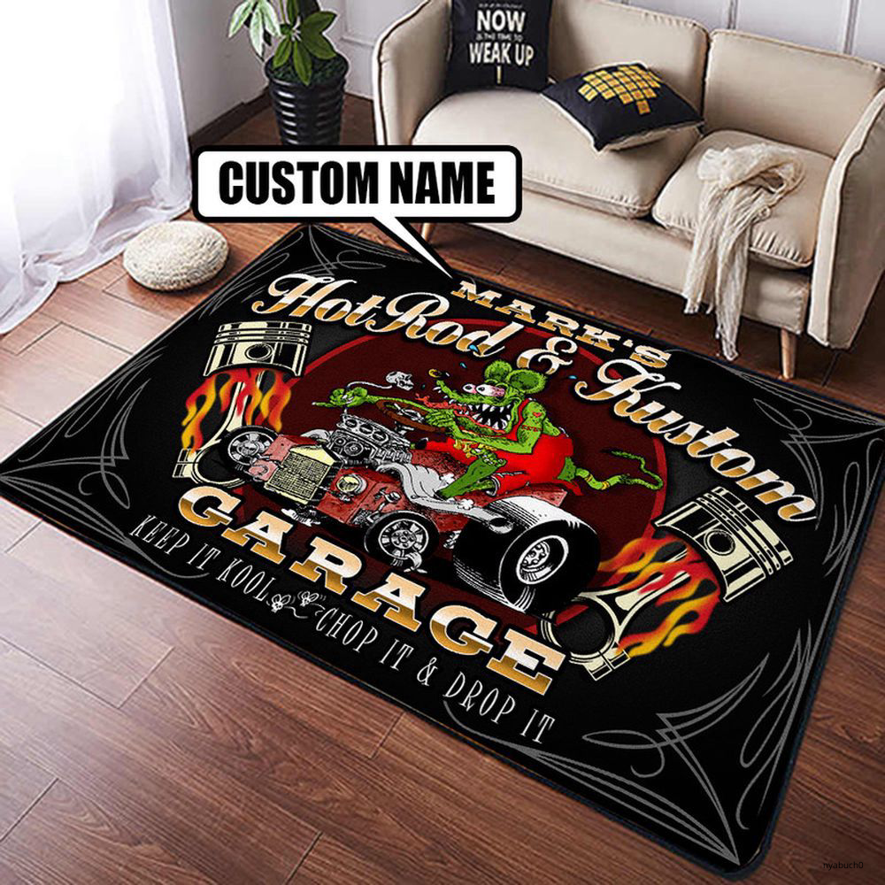 Custom Hot Rod and kustom Rat Fink Doormat, Entrance Garage Mat