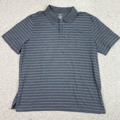 George Mens Polo sz 2XL Gray Striped 