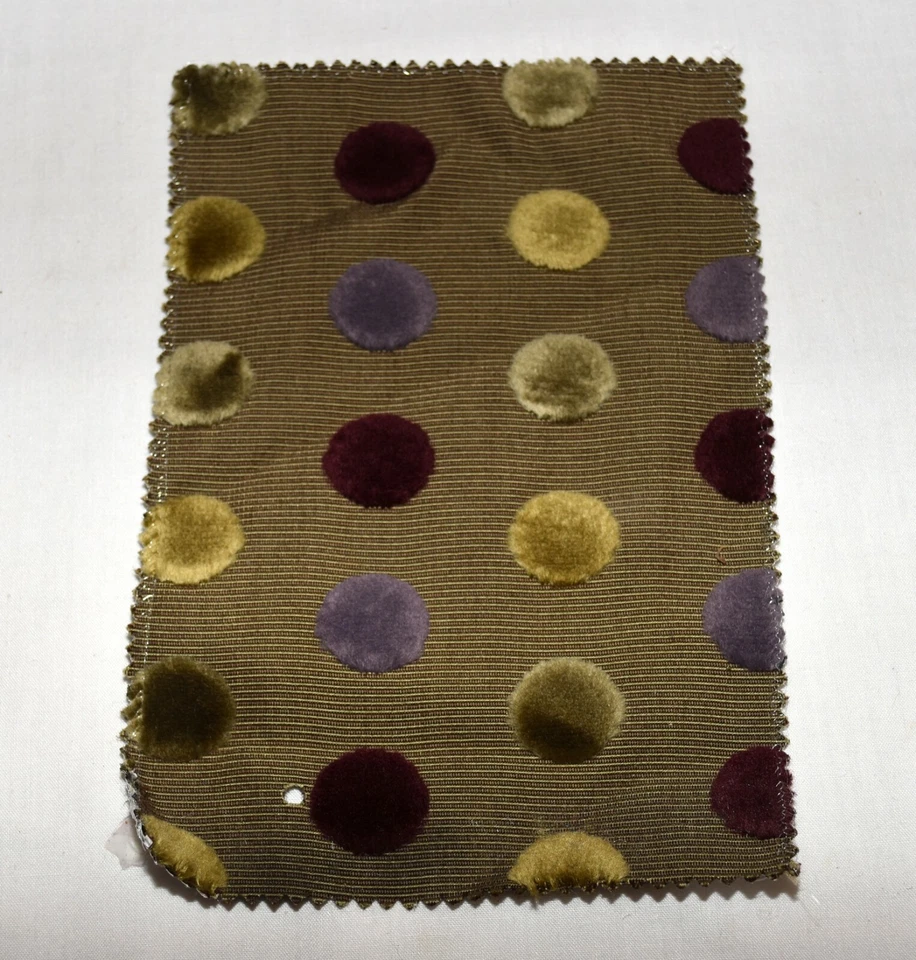 Dots Lacre Dots Verde 2 Fur Dots on Striped Upholstery Fabric Samples 6" x 8.5" - Image 2 of 4