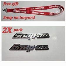2pk Snap On Tool Box Logo Emblem Chrome Plastic Badge Decal 8 Gift Lanyard