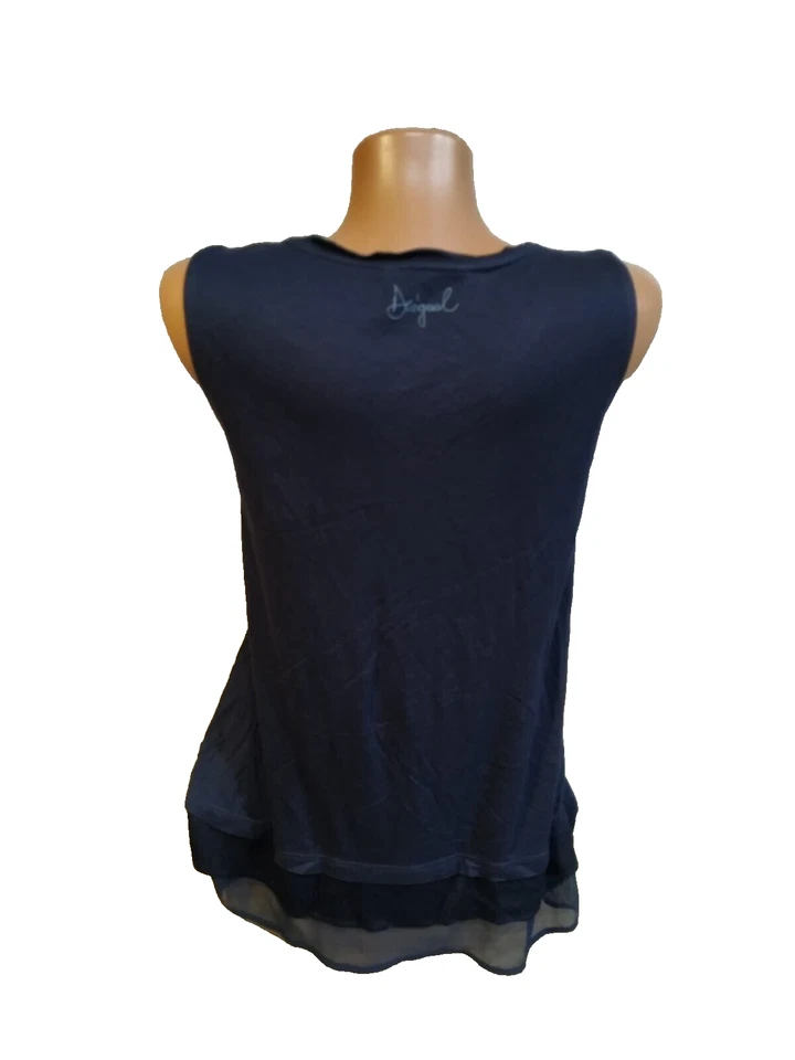 Desigual Mujer Camiseta Tank Blusa Talla S Azul Multi Floral Foto 3 de 4