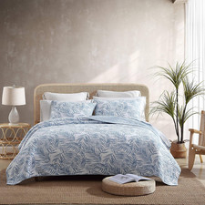 - King Quilt Set, Reversible Cotton Bedding with Matching Sham, Tropical All Sea