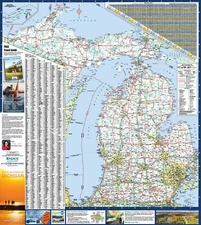 Michigan State Executive City-County Laminated Wall Map Poster