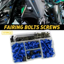 177PCS Blue Bolt Fairing Windshield Kit Fender Screws Bodywork Set Universal