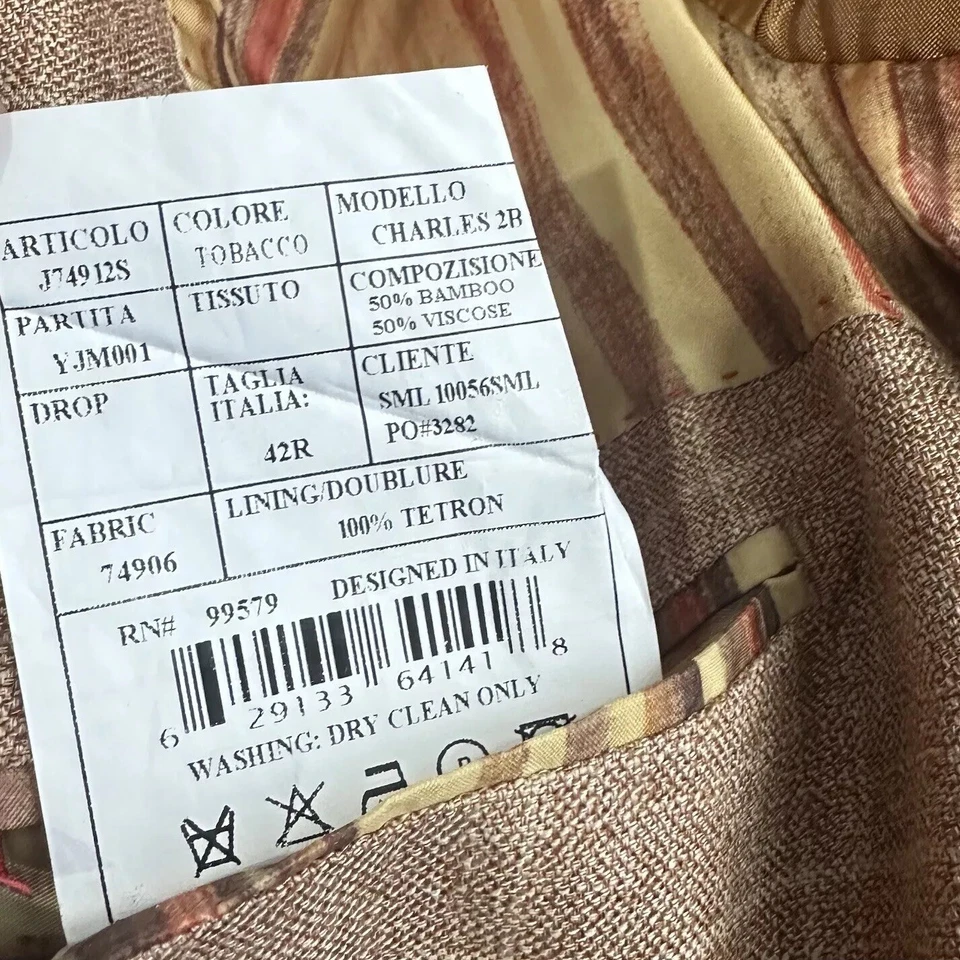 Blazer Pronto Moda Bambú Ventana Marrón Ligero Cuadros Talla 42R Foto 4 de 4