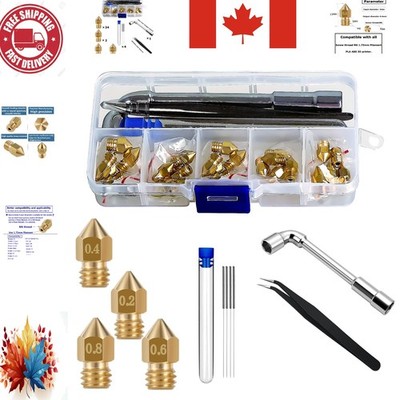 Durable Brass 3D Printer Nozzles - 36PCS Mk8, Compatible with Ender & CR-10