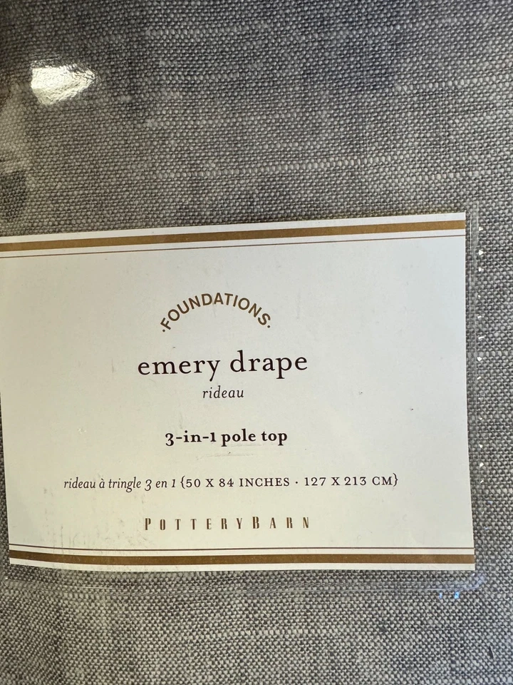 Cortina Pottery Barn algodón esmerilado lino 50x84 gris filtro de luz 3-1 poste superior Foto 2 de 4